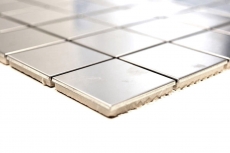 Motif main Carreau mosaïque acier inoxydable argenté acier brossé Carrelage cuisineMOS129-48D_m