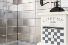 Motif main Carreau mosaïque acier inoxydable argenté acier brossé Carrelage cuisineMOS129-48D_m