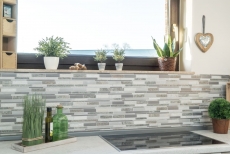 Motif main mosaïque carreau quartzite pierre naturelle aluminium argent gris beige clair composite MOS49-XSA535_m