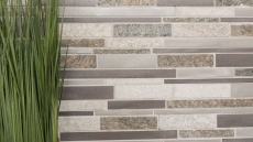 Motif main mosaïque carreau quartzite pierre naturelle aluminium argent gris beige clair composite MOS49-XSA535_m