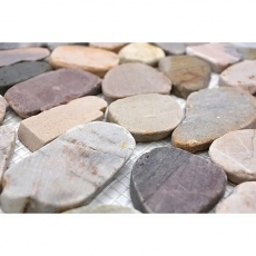 Motif main mosaïque carreau de rivière galets de pierre coupés beige gris rouge MOS30-0204_m