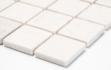 Motif main Carreau de mosaïque Marbre Pierre naturelle blanc Botticino Anticato MOS42-0104_m