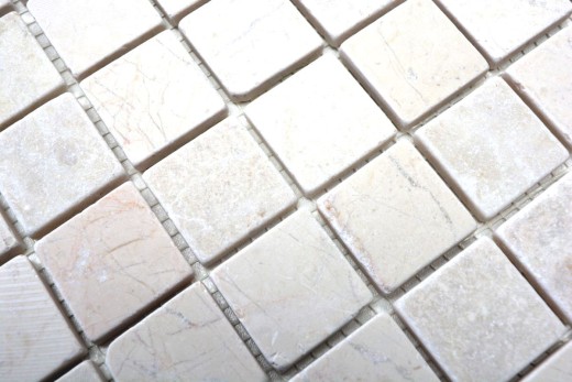 Motif main Carreau de mosaïque Marbre Pierre naturelle blanc Botticino Anticato MOS42-0104_m