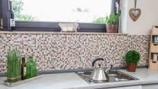Motif main Carreau de mosaïque Marbre Pierre naturelle crème beige rouge vert Random MOS38-1204_m