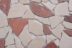 Motif main Carreau de mosaïque Marbre Pierre naturelle rouge beige Bruch Ciot Rosso Verona Botticino MOS44-1002_m