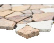 Motif main Carreau de mosaïque Marbre Pierre naturelle beige rouge Bruch Ciot RossoCream MOS44-30-130_m