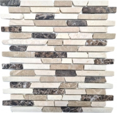 Motif main Carreau de mosaïque Marbre Pierre naturelle beige brun Brick Castanao Biancone MOS40-0195_m
