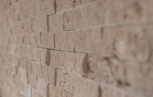 Échantillon manuel de mosaïque mur en pierre travertin pierre naturelle noix Brick Splitface Noce Travertin 3D MOS43-44248_m