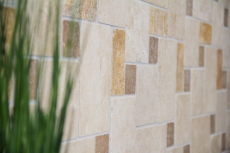 Échantillon manuel de mosaïque de carreaux de travertin pierre naturelle beige brun Mini Pattern Travertin MOS43-1204_m
