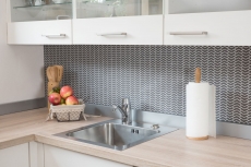 Échantillon manuel Carreau en mosaïque ECO Recyclé VERRE à chevrons Énamel gris brun mat MOS140-HB35G_m