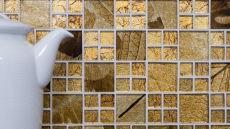Motif manuel Carreau de mosaïque translucide Combinaison de mosaïque de verre Crystal Desert gold MOS88-8DSG_m
