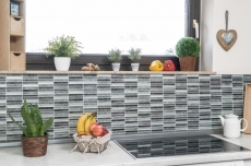 Motif main Carreau de mosaïque translucide baguettes Mosaïque de verre Crystal Day argent MOS87-STDS_m