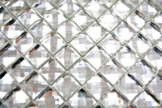 Motif à main Carreau de mosaïque Translucide cristal Mosaïque de verre Crystal scintillant argent MOS130-0208_m