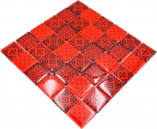 Motif à main Retro Vintage Carreau de mosaïque Translucide rouge Mosaïque de verre Crystal Optik rouge MOS78B-0902_m