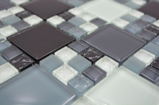 Échantillon manuel Carreau de mosaïque Translucide gris noir Combinaison de mosaïque de verre Crystal gris noir gris mat MOS78-0204_m
