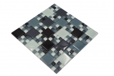 Échantillon manuel Carreau de mosaïque Translucide gris noir Combinaison de mosaïque de verre Crystal gris noir gris mat MOS78-0204_m