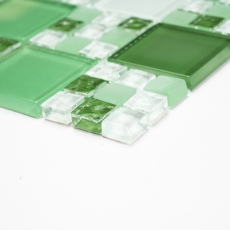 Échantillon manuel Carreau de mosaïque vert translucide Combinaison de mosaïque de verre Crystal vert vert mat MOS78-0504_m
