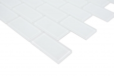 Motif à main Carreau de mosaïque Translucide blanc Brick Mosaïque de verre Crystal blanc SALLE DE BAINS WC CUISINE MUR MOS66-0102_m