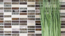 Échantillon manuel Carreau de mosaïque Translucide Composite Aluminium beige marron argent noir Rectangle Mosaïque de verre Crystal Artificial Stein Alu EP beige marron MOS87-SM48_m