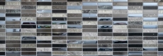 Échantillon manuel Carreau de mosaïque Translucide Composite Acier inoxydable argenté gris noir Rectangle Mosaïque de verre Crystal Artificial Stein Acier EP noir MOS87-58X_m