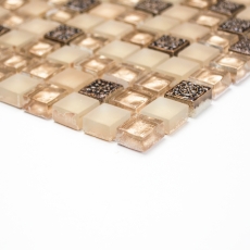 Échantillon manuel Carreau de mosaïque Translucide beige Mosaïque de verre Crystal Resin beige beige mat MOS92-1207_m