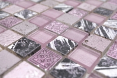 Motif manuel Carreau de mosaïque Translucide rose Mosaïque de verre Crystal Resin rose SALLE DE BAINS WC CUISINE MUR MOS82-1104_m