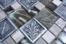 Motif à main Carreau de mosaïque Translucide argenté Combinaison de mosaïque de verre Crystal Resin argenté Ornament MOS88-0280_m