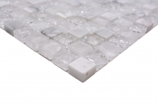 Échantillon manuel Carreau de mosaïque Translucide blanc Mosaïque de verre Crystal pierre blanche MOS92-0102_m
