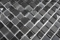 Échantillon manuel Carreau de mosaïque Translucide gris foncé noir Mosaïque de verre Crystal Pierre Relief gris foncé noir MOS83-HQ19_m