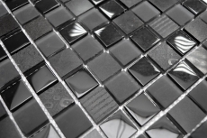Échantillon manuel Carreau de mosaïque Translucide gris foncé noir Mosaïque de verre Crystal Pierre Relief gris foncé noir MOS83-HQ29_m