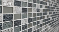 Motif manuel Carreau de mosaïque Translucide argenté Rectangle Mosaïque de verre Crystal Pierre rétro argenté MOS83-CRS2_m