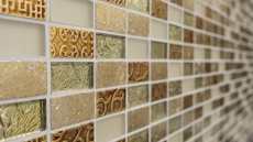 Motif manuel Carreau de mosaïque Translucide or Rectangle Mosaïque de verre Crystal Pierre Retro or MOS83-CRS4_m