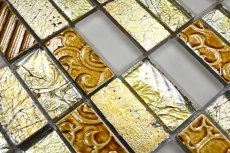 Motif manuel Carreau de mosaïque Translucide or Rectangle Mosaïque de verre Crystal Pierre Retro or MOS83-CRS4_m