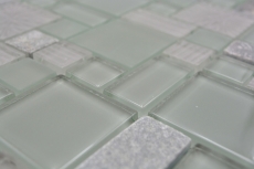 Échantillon manuel Carreau de mosaïque Translucide gris Combinaison de mosaïque de verre Crystal pierre claire grise mate MOS88-MC669_m