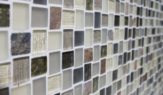 Motif manuel Carreau de mosaïque Translucide blanc gris rouille Rectangle Mosaïque de verre Crystal pierre rustique MOS82-0102_m