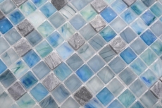 Échantillon manuel Carreau de mosaïque Translucide bleu vert Mosaïque de verre Crystal pierre Cream bleu vert MOS92-XCR1501_m