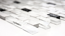 Motif manuel Carreau de mosaïque Translucide blanc Brick Mosaïque de verre Crystal Pierre coquillage blanc MOS87-B01S_m
