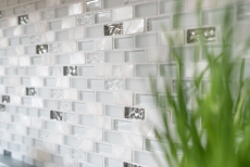 Motif manuel Carreau de mosaïque Translucide blanc Brick Mosaïque de verre Crystal Pierre coquillage blanc MOS87-B01S_m