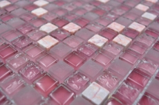 Motif main Carreau de mosaïque Translucide rose Mosaïque de verre Crystal Pierre rose SALLE DE BAINS WC CUISINE MUR MOS92-1002_m