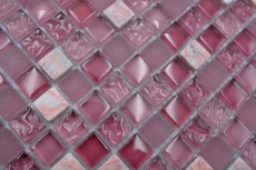Motif main Carreau de mosaïque Translucide rose Mosaïque de verre Crystal Pierre rose SALLE DE BAINS WC CUISINE MUR MOS92-1002_m