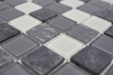Motif à main Carreau de mosaïque Translucide gris Mosaïque de verre Crystal pierre grise MOS62-0207-GN_m