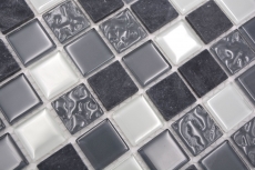 Motif à main Carreau de mosaïque Translucide gris Mosaïque de verre Crystal pierre grise MOS62-0207-GN_m