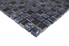 Échantillon manuel Carreau de mosaïque Translucide gris noir Mosaïque de verre Crystal pierre grise noire MOS92-0302_m
