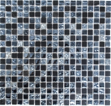 Échantillon manuel Carreau de mosaïque Translucide gris noir Mosaïque de verre Crystal pierre grise noire MOS92-0302_m