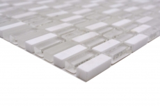 Échantillon manuel Carreau de mosaïque Translucide blanc Bâtons Mosaïque de verre Crystal pierre blanc mat MOS87-1401_m