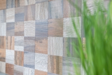 échantillon manuel carreau mosaïque autocollant aluminium gris beige métal aspect bois MOS200-2422_m