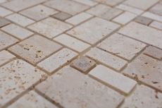 Échantillon manuel Carreau de mosaïque autocollant Travertin Pierre naturelle beige Combinaison de travertin beige MOS200-4CM14_m