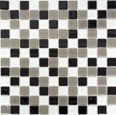 échantillon manuel carreau de mosaïque autocollant translucide brun noir blanc mosaïque de verre Crystal brun noir blanc MOS200-4CM30_m