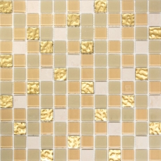Échantillon manuel Carreau de mosaïque autocollant pierre translucide blanc or Mosaïque de verre Crystal pierre blanc mat or MOS200-4M362_m