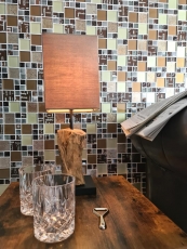 Motif main Mosaïque transparente Crystal Mosaïque de verre argentée brune mur carrelage cuisine douche salle de bain MOS88-1317_m